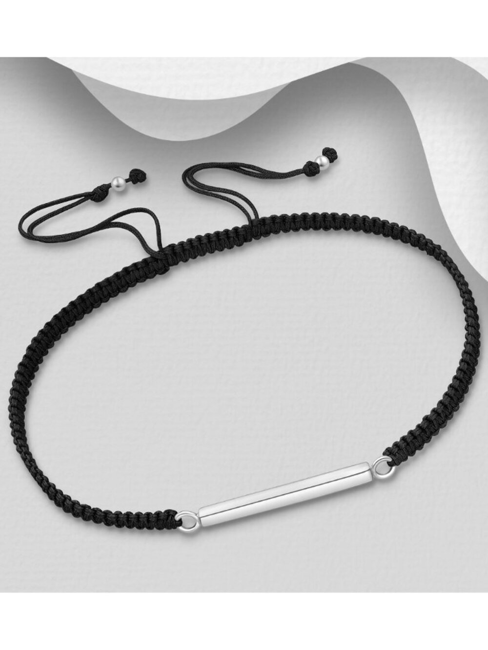 925 Sterling Silver Bar with Adjustable Thread Bracelet